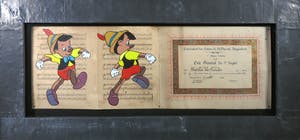 Jan Bollaert - Gemengde techniek op muziekblad, Pinochio - Ingelijst (Groot) kopen? Bied vanaf 80!