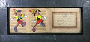 Jan Bollaert - Gemengde techniek op muziekblad, Pinochio - Ingelijst (Groot) verkocht voor € 80!