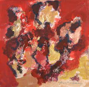 Bert Braam - Acryl op doek, Abstracte compositie verkocht voor € 35!