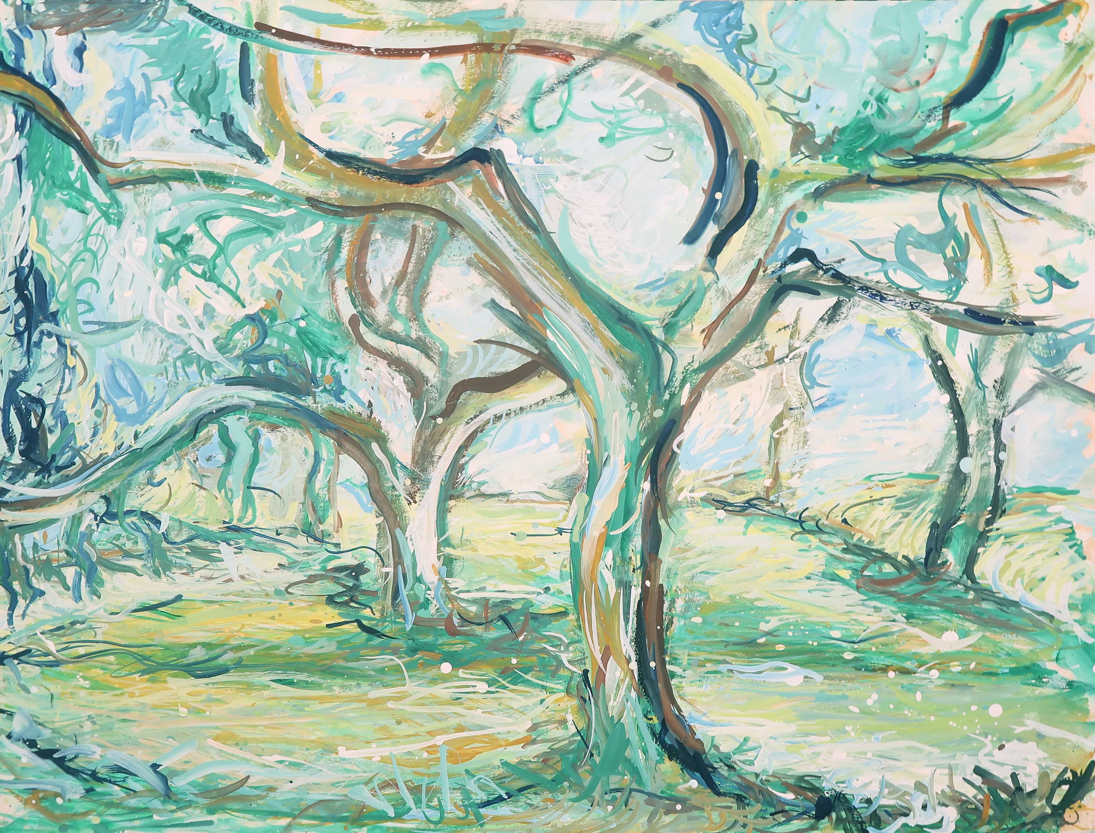 Niet of onleesbaar gesigneerd - Gouache, Bomen kopen? Bied vanaf 1!