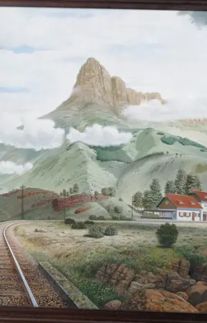 Joop Kobs - Treinstation in berglandschap kopen? Bied vanaf 250!