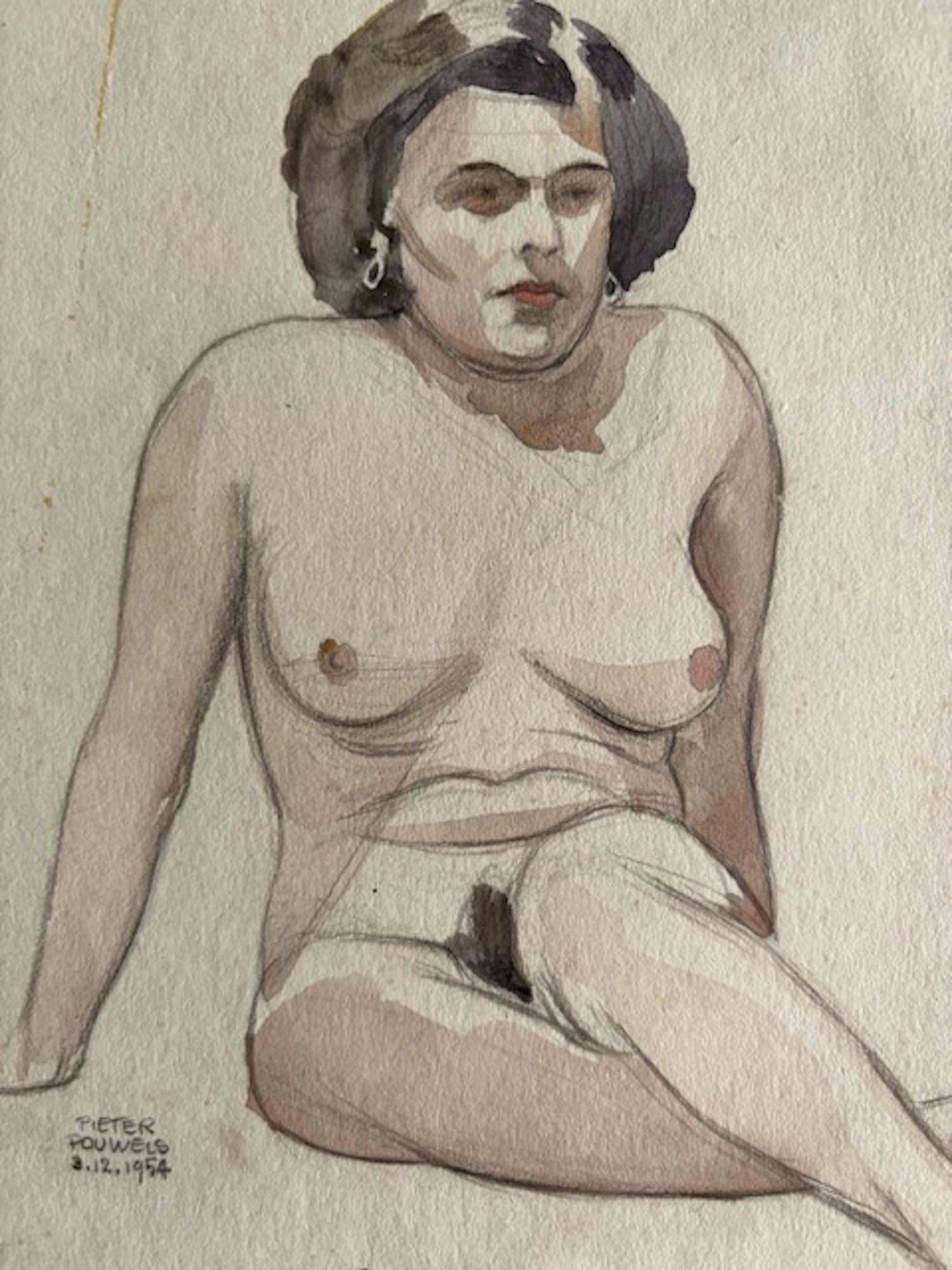 Pieter Pouwels - zittende naakte vrouw kopen? Bied vanaf 45!