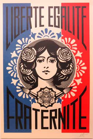 Shepard Fairey - LIBERTÉ, ÉGALITÉ, FRATERNITÉ verkocht voor € 1!