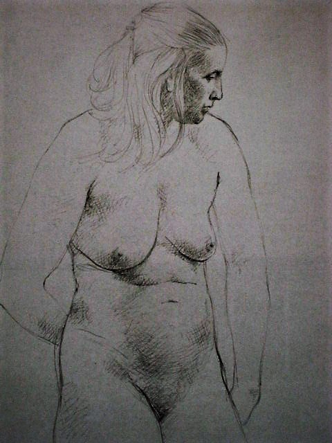 Theo Daamen - Fraai klassiek getekend vrouwelijk naakt van Theo Daamen - in nette lijst verkocht voor € 1!