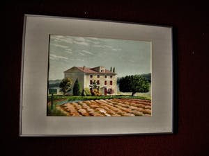 Erna van Mondfrans - Magnifiek pointillistisch Pastel "Landschap Arriege Frankrijk" gesigneerd - kopen? Bied vanaf 10!