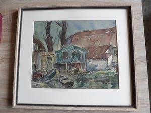Albert Zwartjes - Aquarel. Huisjes aan het slot in `s - Graveland kopen? Bied vanaf 50!