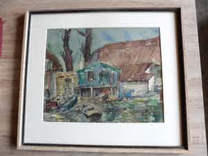 Albert Zwartjes - Aquarel. Huisjes aan het slot in `s - Graveland verkocht voor € 50!