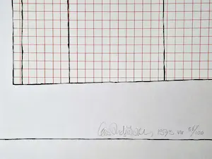 Cees Andriessen - Fascinerend Grafiek -1973- "raster in rood & zwart" oplage 100 - gesigneerd kopen? Bied vanaf 1!