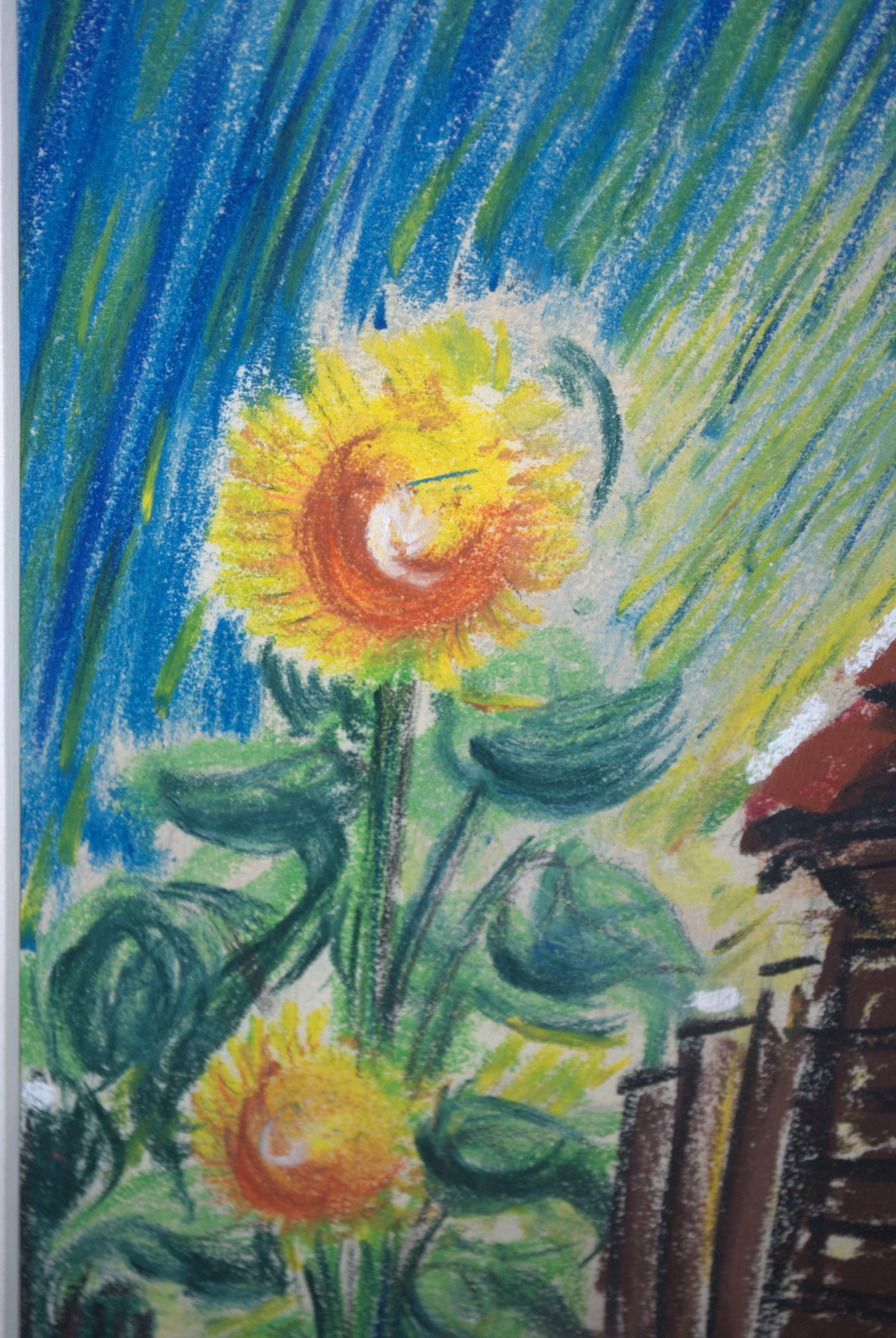 Jos Viester - zonnebloemen bij een schuur 1949 -Jos Viëster, Bergense School kopen? Bied vanaf 30!