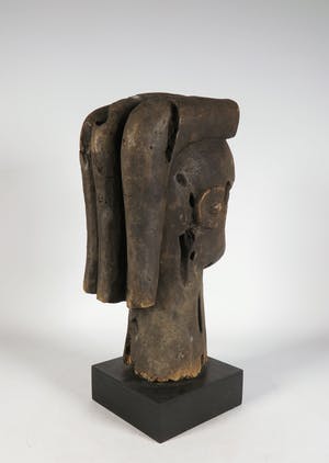 Fang - Hout en koper/messing, Portretkop kopen? Bied vanaf 1!