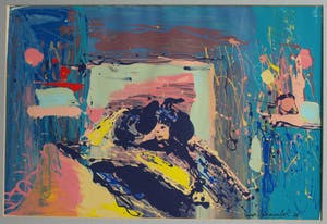 Emeke Buitelaar - Litho of monoprint? , Abstracte voorstelling – gesigneerd & ingelijst – 1988 kopen? Bied vanaf 40!