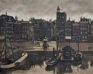 Willem Witsen - Gezicht op het Damrak, aquatint ets kopen? Bied vanaf 395!