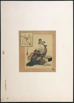 Totoya Hokkei - Houtdruk, Meisje uit de Genr Oku periode kopen? Bied vanaf 50!