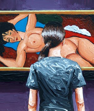 Gerard Boersma - Reclining Nude (Vrouw kijkend naar schilderij van Modigliani) kopen? Bied vanaf 75!