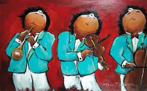 Theo Broeren - Acryl op doek, Swingend (Zeer groot) verkocht voor € 100!