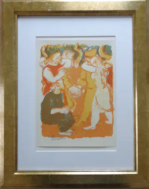 Maurice Savin - L'HEURE DE LA DANSE / KLEURLITHO / 48x38cm / KADER / SIG / 1963 kopen? Bied vanaf 25!