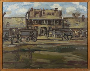 Rudi Seidel - Olieverf op doek, Gezicht op poorthuis - Ingelijst kopen? Bied vanaf 50!