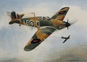 Colin James Ashford - Aquarel: Hawker Hurricane tijdens de vlucht kopen? Bied vanaf 125!