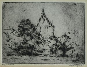 Wim Steijn - Ets , Kasteel - bij Haarlem? – gesigneerd – 1973 kopen? Bied vanaf 10!