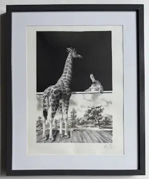 Peter Vos - handgesigneerde litho | 'G&P: Giraffe en P(ulchinel)' | 1975 kaufen? Bieten Sie von 175!