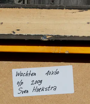 Sven Hoekstra - Ingelijste olieverf op paneel: 'Wachten' - 2009 kopen? Bied vanaf 1000!