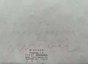Minne Vijver - Acryl op papier | 'Torso' | 1992 (UNIEK WERK) kopen? Bied vanaf 10!