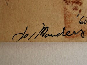 Jo Manders - Jaren 60 "illusionistisch realisme" Grote "Insecten en Vissen" Sepia tekening kopen? Bied vanaf 15!