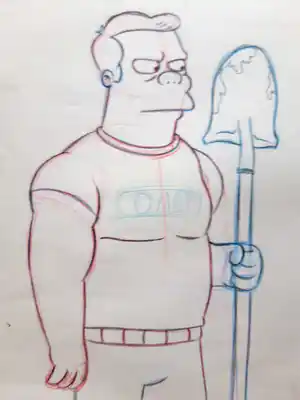 Matt Groening - originele productietekening The Simpsons, ingelijst + Certificaat verkocht voor € 75!