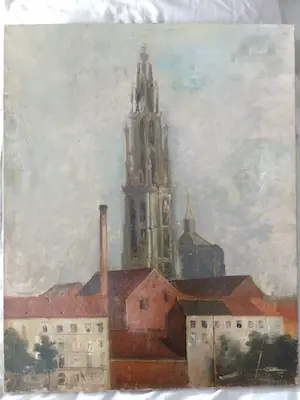 Louis Artan - Stadsgezicht met kathedraal kopen? Bied vanaf 250!