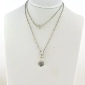 14k gouden collier e hanger met berg kristal en briljant geslepen diamant 0.10ct kopen? Bied vanaf 370!