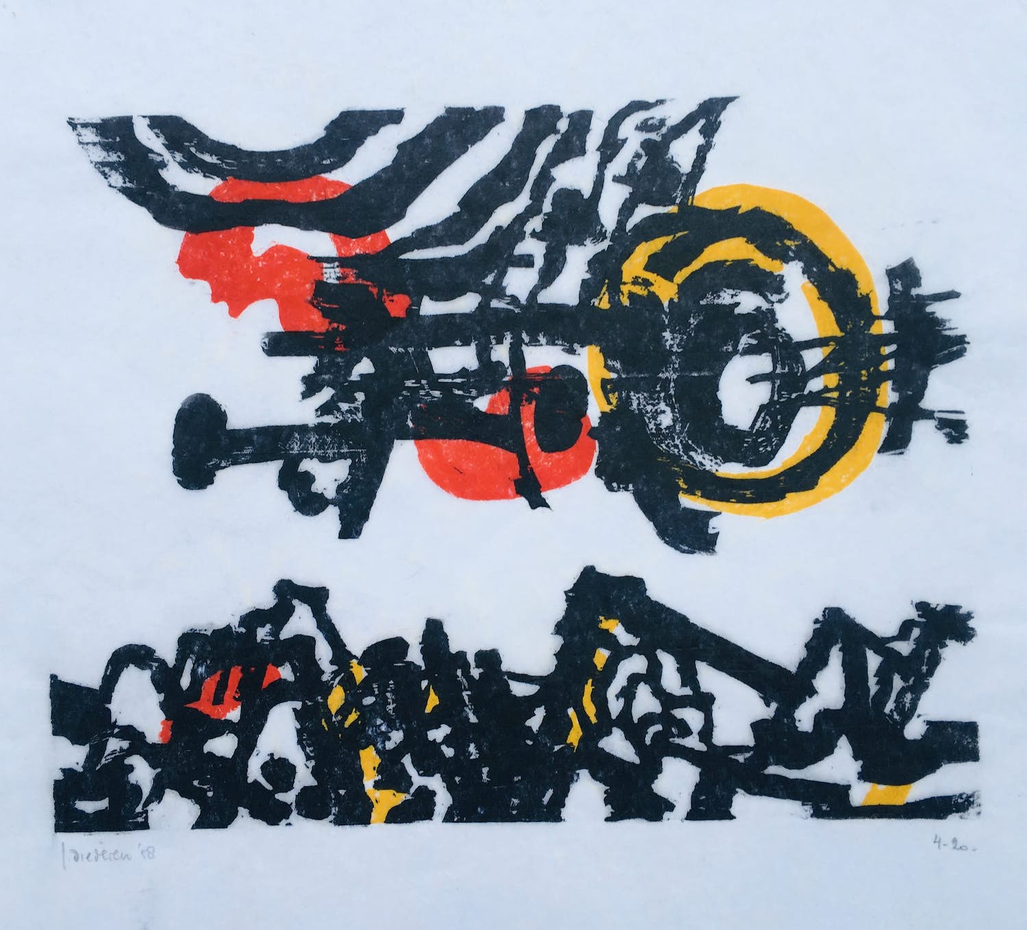 Jef Diederen - zeldzame litho op Japans papier - 1958 - oplage 20 verkocht voor € 85!