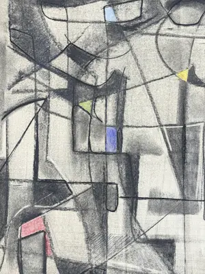 Silvin Bronkart - Prächtige und großformatige abstrakte Komposition aus dem Jahr 1953 kopen? Bied vanaf 800!