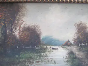 Anton Muller - gezicht op een boerderij aan het water kopen? Bied vanaf 40!