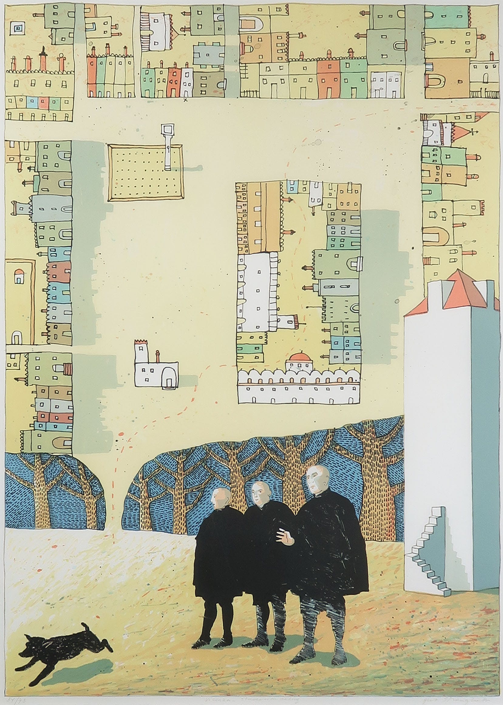 Gert Strengholt - Litho, Vicenza Stadswandeling - Ingelijst kopen? Bied vanaf 50!