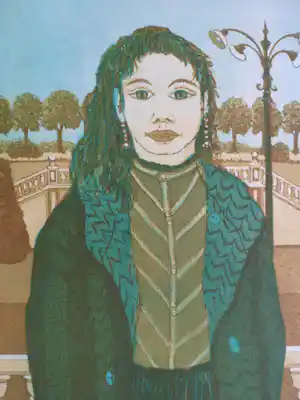 Laetitia de Haas - Laura in landschap met brug.Prachtig kleurgebruik!! kaufen? Bieten Sie von 35!