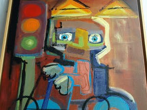 Jasper Banen - Acrylverf op doek, ingelijst , “Stoplicht” – 2002 kopen? Bied vanaf 195!