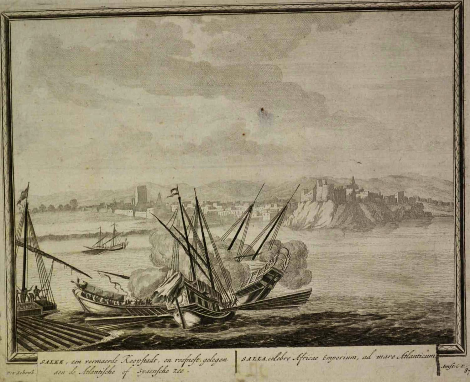 Pieter Schenk - gravure, zeestrijd aan de spaanse zee kopen? Bied vanaf 20!