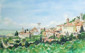 Hub Boesten - Aquarel, Toscane - Ingelijst kopen? Bied vanaf 1!