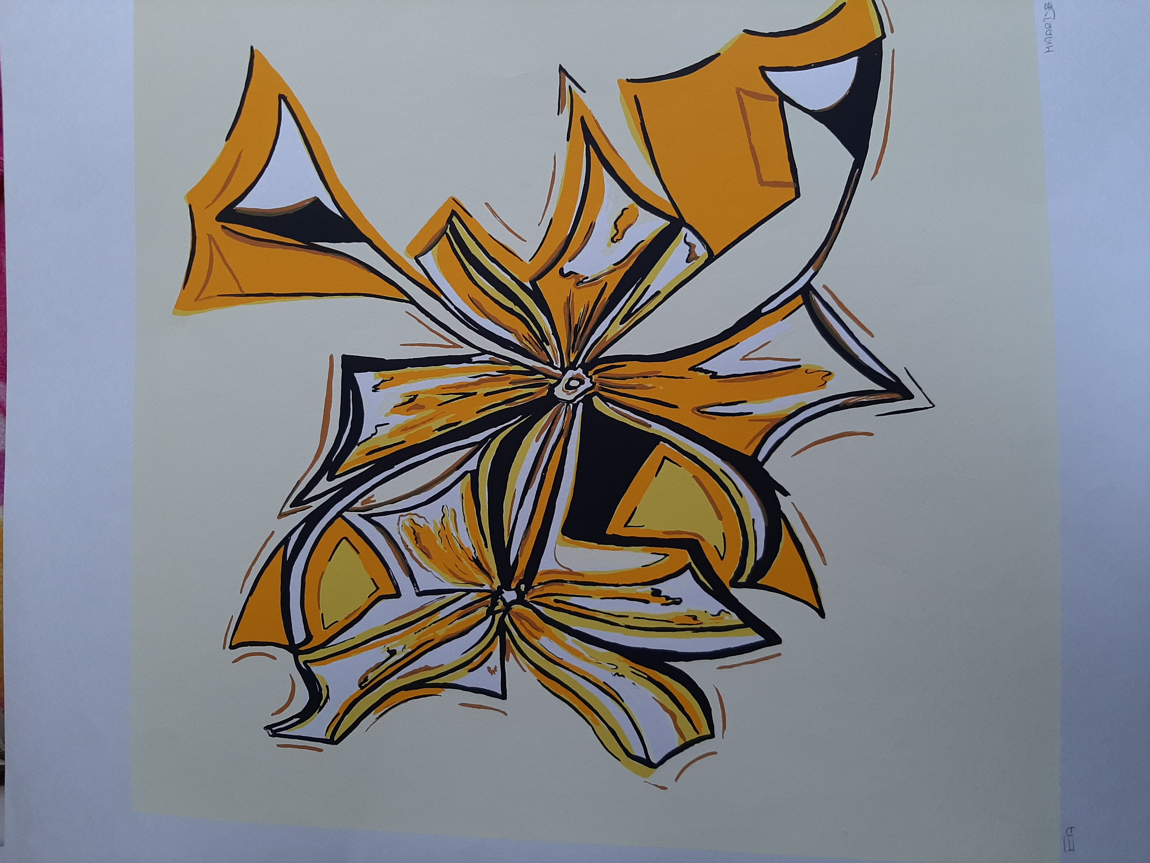 Maartje Wijngaarden - Zeefdruk, Yellow flower kopen? Bied vanaf 30!