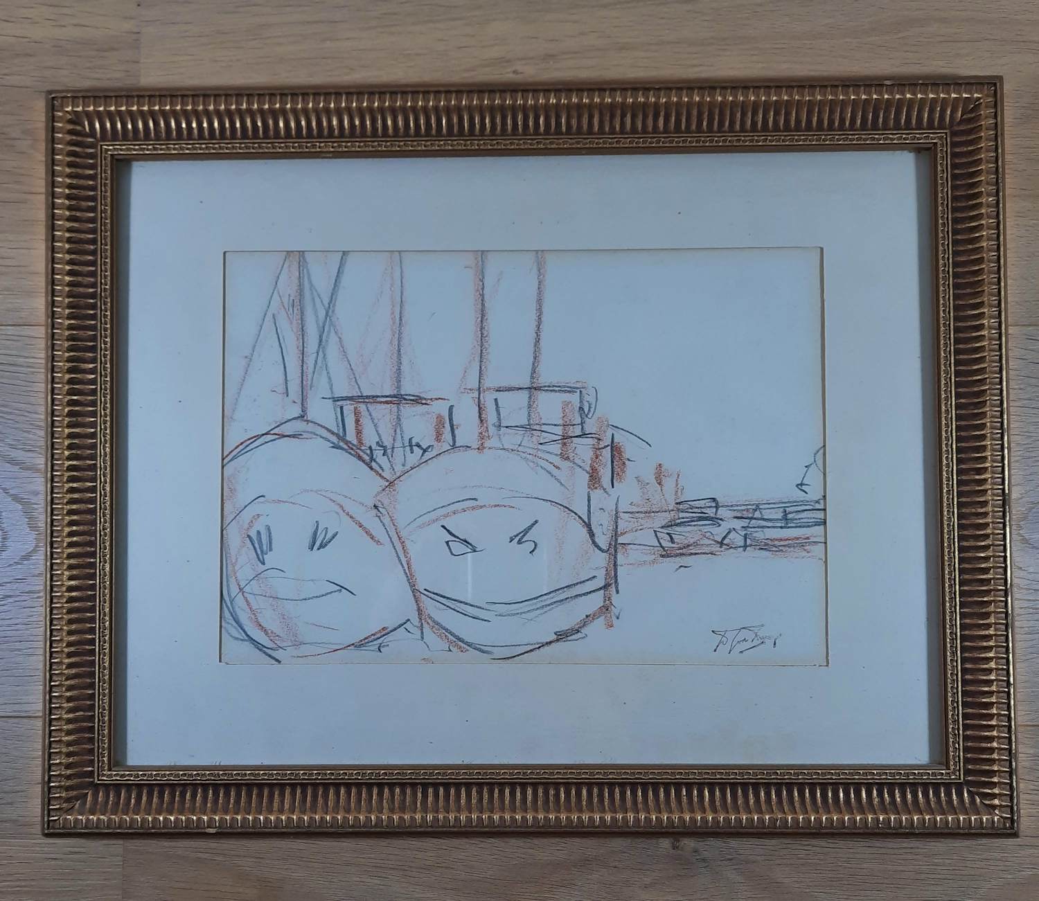 Douwe Jan van der Zweep - potlood tekening - vissersboten kopen? Bied vanaf 50!