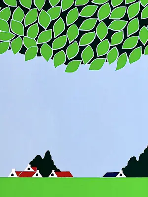 Joseph Willaert - Postzegel met landschap, Zeefdruk, Gesigneerd, 47x58 cm, 1992 kopen? Bied vanaf 490!