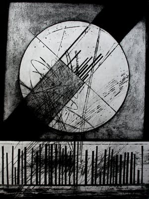 Ko Oosterkerk - ets: abstract - 1968 kopen? Bied vanaf 60!