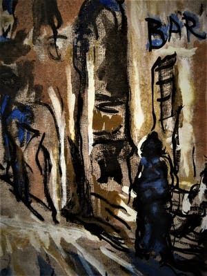 Niet of onleesbaar gesigneerd - Intrigerend in 1937 geschilderd Aquarel "Parijs straatje bij nacht" gesigneerd kopen? Bied vanaf 1!