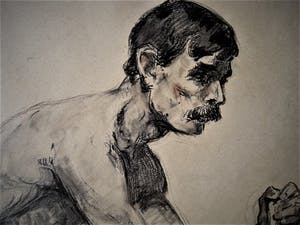 Niet of onleesbaar gesigneerd - omstreeks 1920 - grote pastel/houtskool tekening - mannelijk naakt - gesigneerd kopen? Bied vanaf 1!