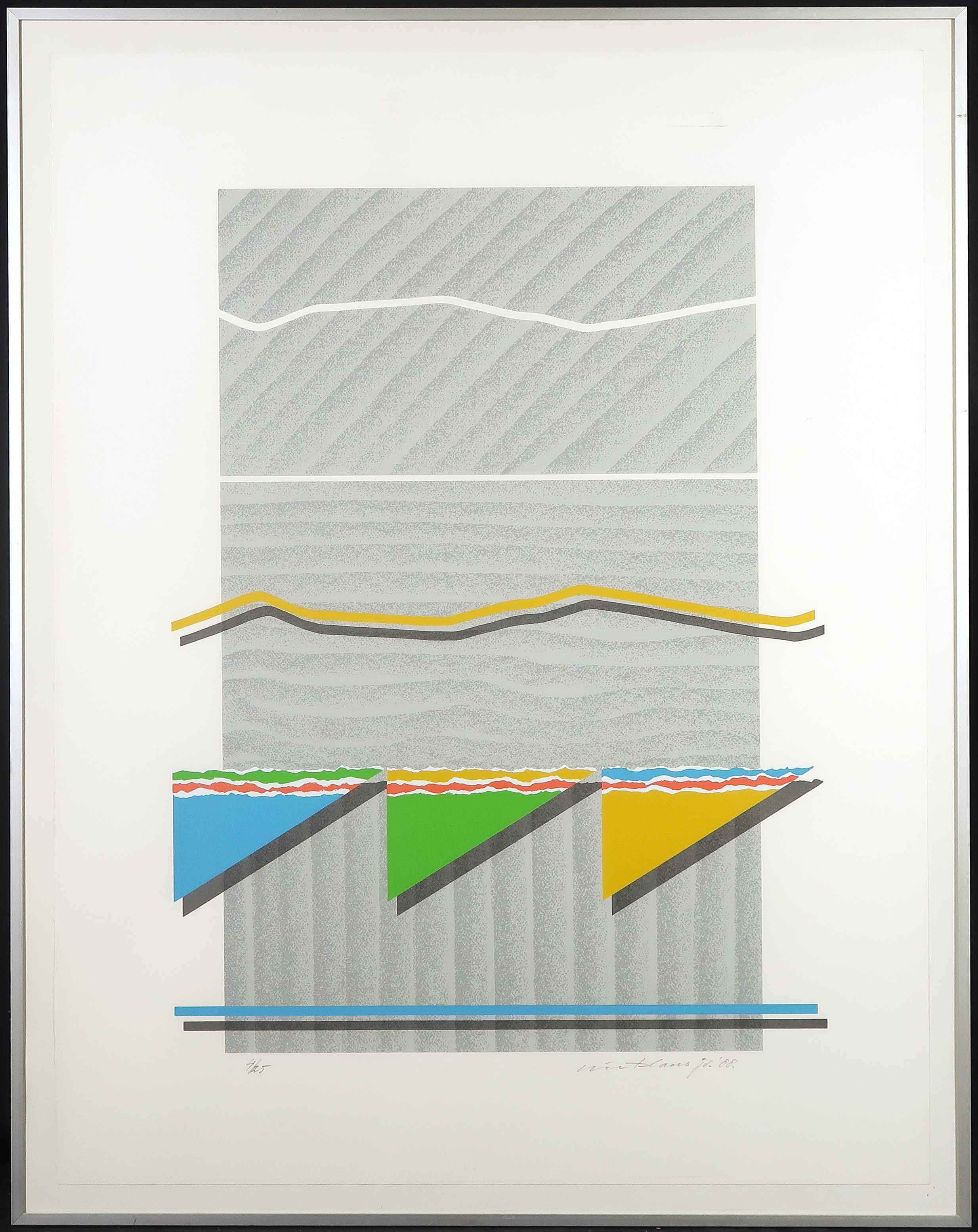 Nic Blans (jr.) - Zeefdruk, Abstracte compositie - Ingelijst kopen? Bied vanaf 1!