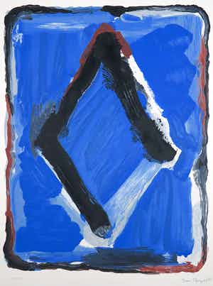 Bram Bogart - Litho en materiedruk, Abstracte compositie verkocht voor € 750!