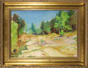 Jan Stapper - Olieverf op paneel, Landschap met bomen verkocht voor € 70!