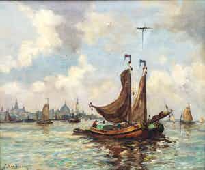 Niet of onleesbaar gesigneerd - C4206 - Zeilboten op het water verkocht voor € 10!