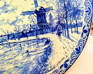 Chemkefa - Wandteller Keramik Delft Blauw Dekor Winterlandschaft nach F.J. du Chattel 70er kopen? Bied vanaf 70!