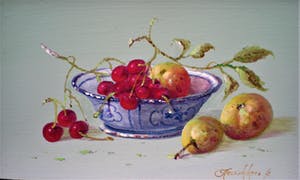 Thomas Heesakkers - Stilleven chinees schaaltje met kersen en appeltjes kopen? Bied vanaf 125!